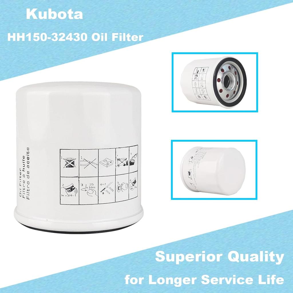 HH150-32430 Oil Filters For Kubota D722 D902 WG750 WG752 WG972 Grasshopper 321D 325 325D 329 432 721 721D 725 729 932 Tractors Replace 70000-15241