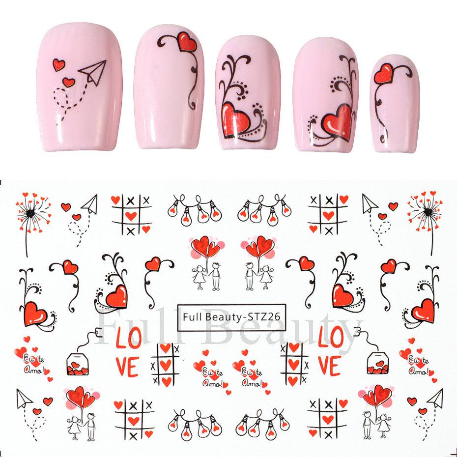 Nail Art Stickers Ins Valentine's Day Romantic Bear Love Letter Love Tree Watermark Sticker