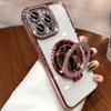 High Grade Mirror Stand Glitter Rhinestone Phone Case For iPhone 15 14 11 12 13 16 Pro Max 15 Plus Magnetic Clear Protect Cover