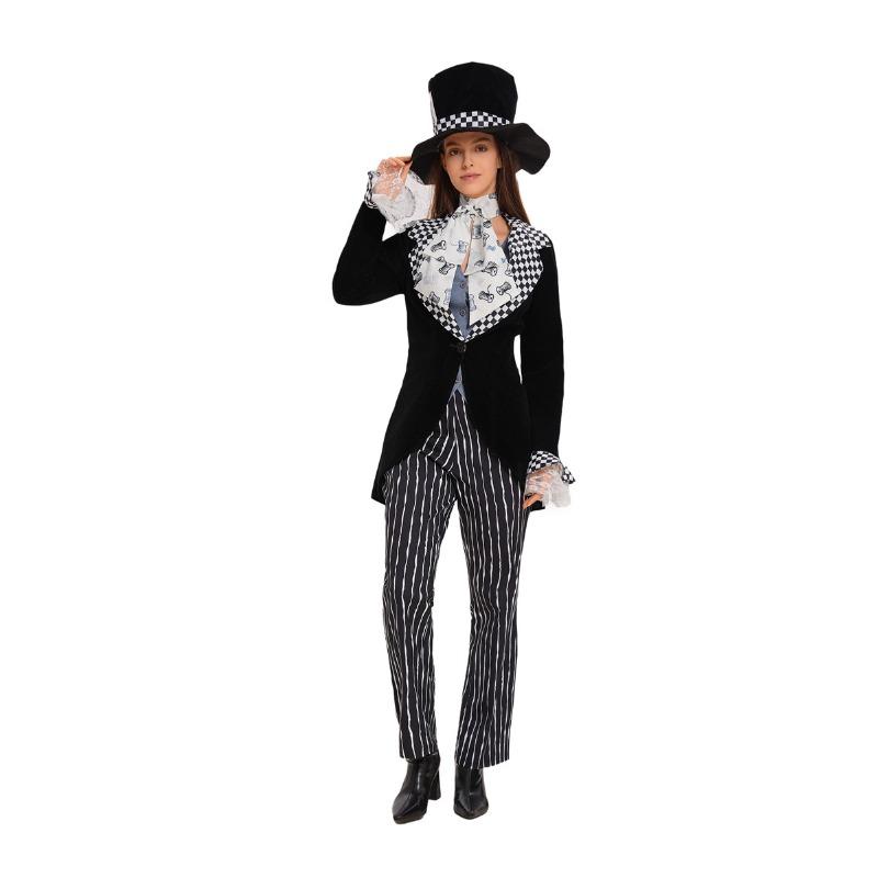 Halloween New Ladies Magician Black and White Striped Costume Masquerade Costume