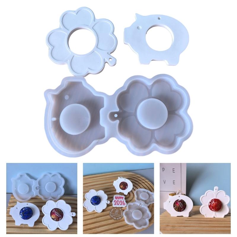 Pendants Silicone Mold Keychains Resin Mold Four Leaf Clovers Epoxy Mold for Casting Chocolate Holders Home Decors