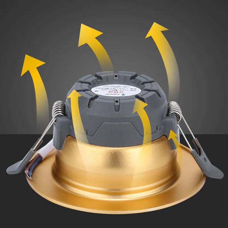LED Downlight 3 Light Colors Embedded Ceiling Lights Spotlight Indoor Lighting Corridor Bedroom Aisle Lamp For Home Decoration