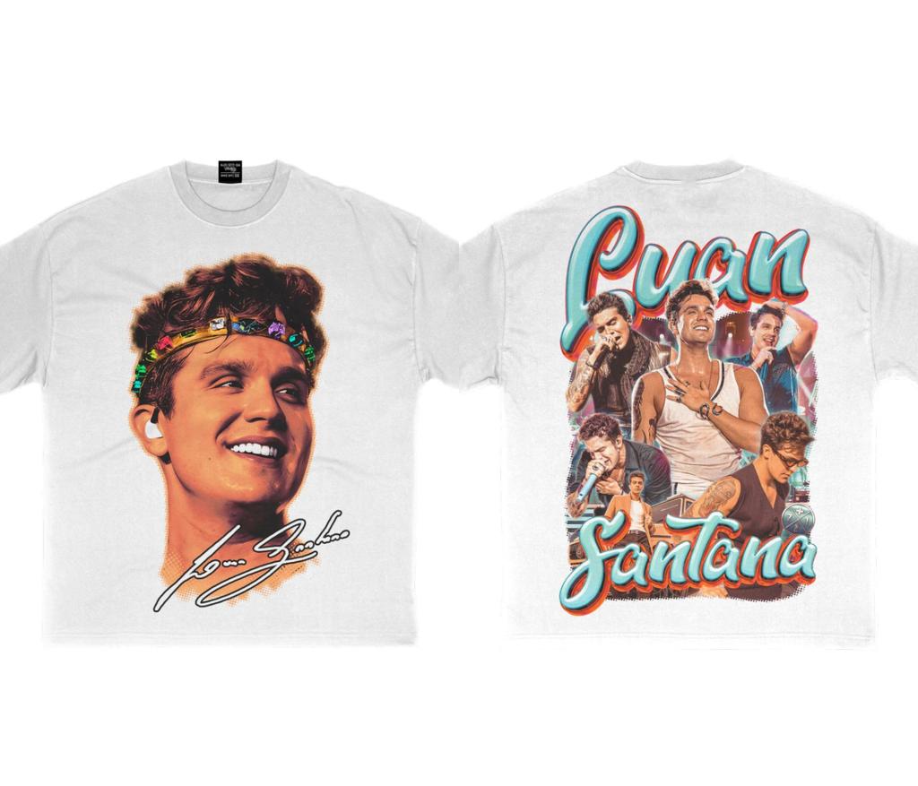 Retro Print T-shirt Men Women Classic Cotton Singer Luan Santana Big Face Short Sleeves Oversized Heavy Man Women Unisex Top Tee