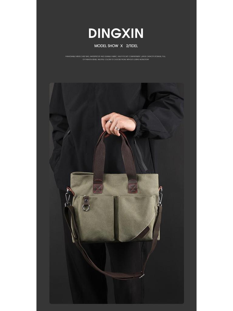 2024 Trendy Canvas Commuter Handbag - Large Capacity, Simple Shoulder & Messenger Bag