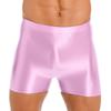 Men Glossy Mid Waist Shorts Elastic Waistband Short Leggings for Yoga Swimwear Sportswear Sleepwear