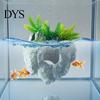 Safe PVC Resin Ornament Floating Rock Aquarium Decoration, Realistic Moss with Shrimp Resting Shelter Cave, Fish Tank Hideout for Betta Guppy