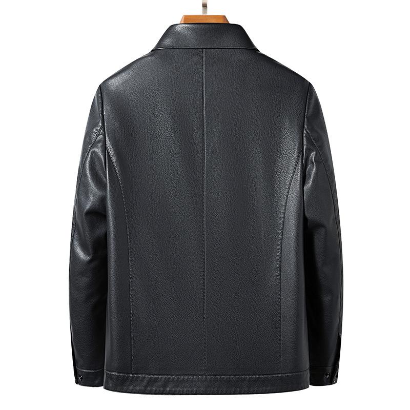 New Genuine Leather Jacket Men's Short Lapel Leather Jacket Sheepskin Casual Slim Autumn and Winter Plush Jacket