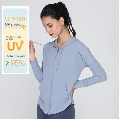 מעיל ספורט רשת עם שרוולים ארוכים, הגנה מ-UV, לריצה ויוגה