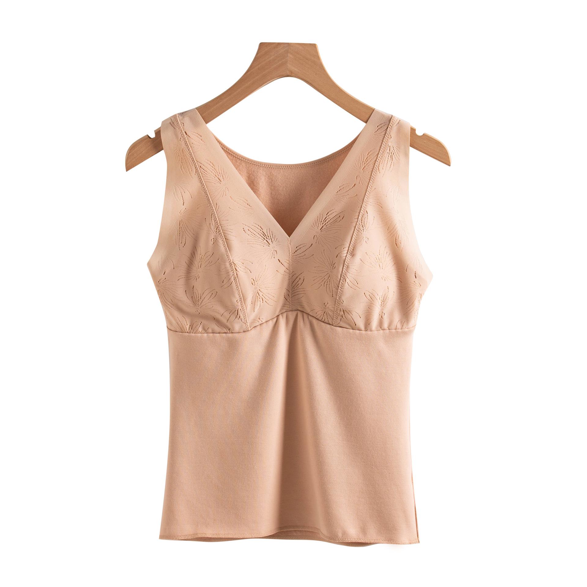 Women s silk simple autumn and winter thermal cup integrated base mulberry silk thermal vest with chest pad autumn and winter underwear M