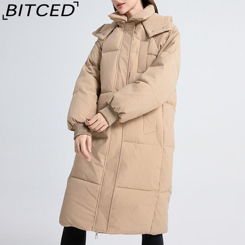 BITCED Long-Length Winter-Ready Women's Loose-Fit Down-Filled Cotton Coat Thickened Padded Jacket