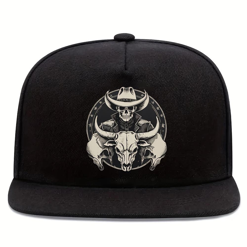 

Унисекс Бейсболка с принтом черепа быка и черепа Западного стиля Полиэстер Уличная мода Кепка-snapback Взрослая Повседневная One Size
