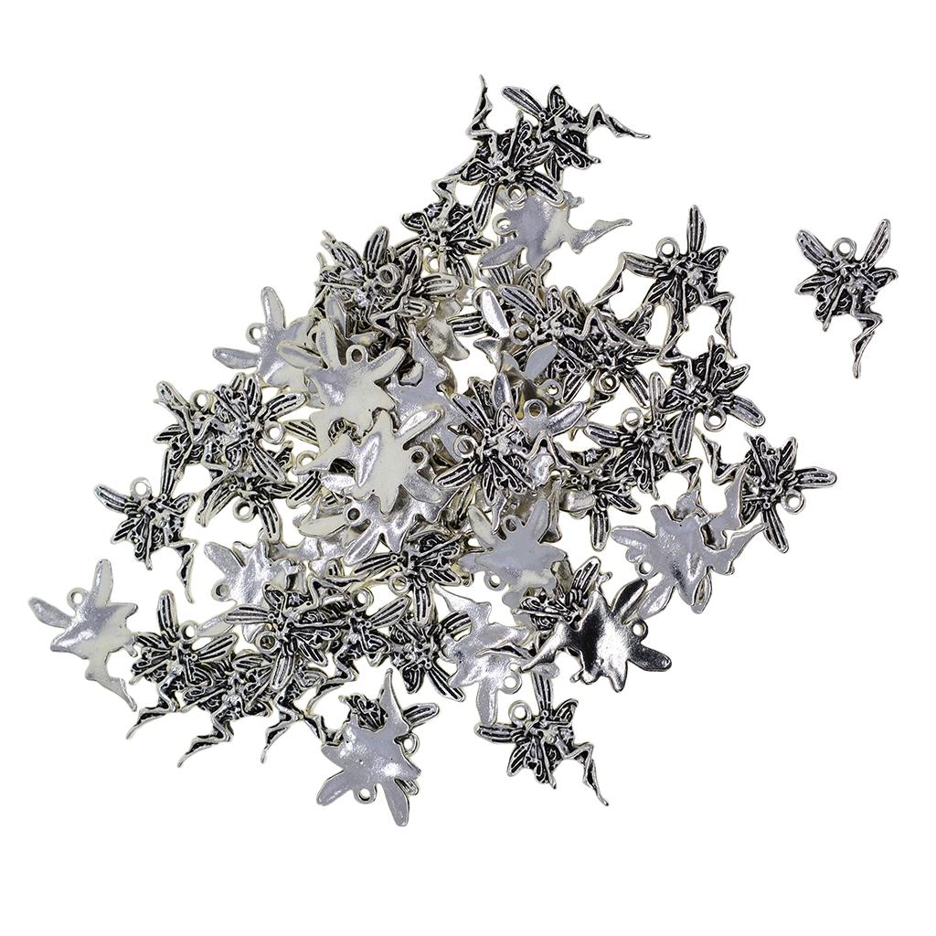 50pcs Tibetan Silver Dainty Ange Tooth  Fairy Charms Jewelry DIY Making