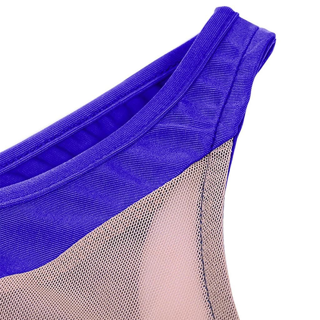 One Shoulder One Piece Swimsuit Mesh Insert One Piece Swimwear Sheer Panel Beachwear Monokini Bathing Suit for Women