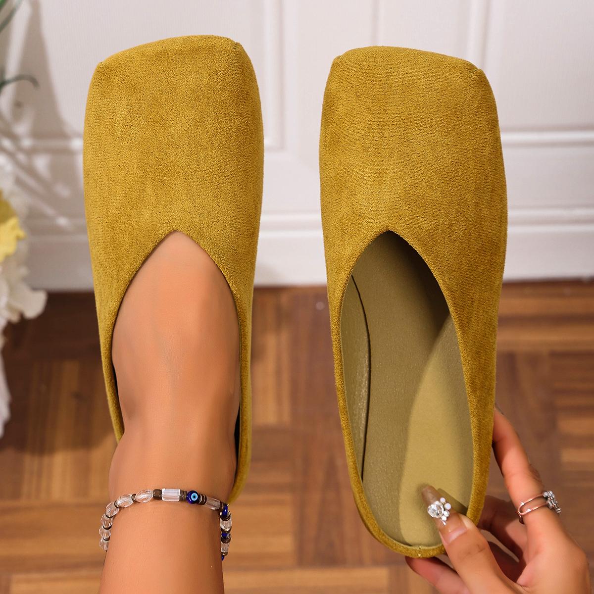 

Женские тапочки Ретро Однотонные Плоские Женская обувь Осень 2025 Новые Тапочки Закрытый Носок Круглый Носок Сандалии Легкие Шлепанцы Женские 35 жёлтый