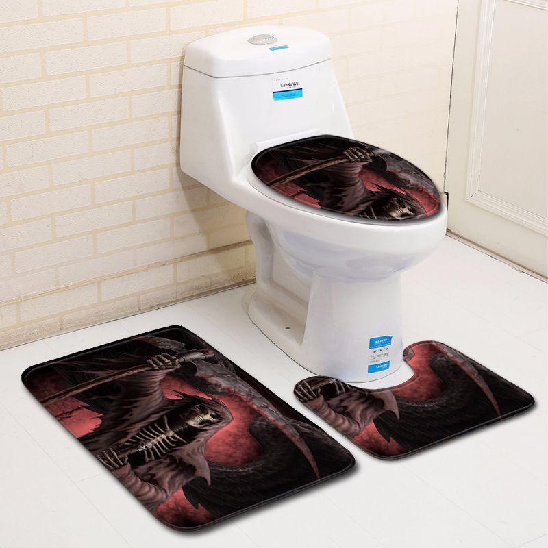 Halloween Bathroom Toilet Three-Piece Floor Mat Doormat Bathroom Carpet