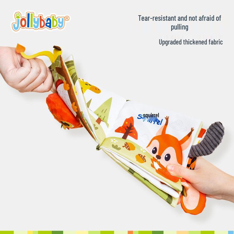 Jollybaby 3D Animal Tail Cloth Book for Infants: Tear-Resistant Early Education Toy 0-1 Year