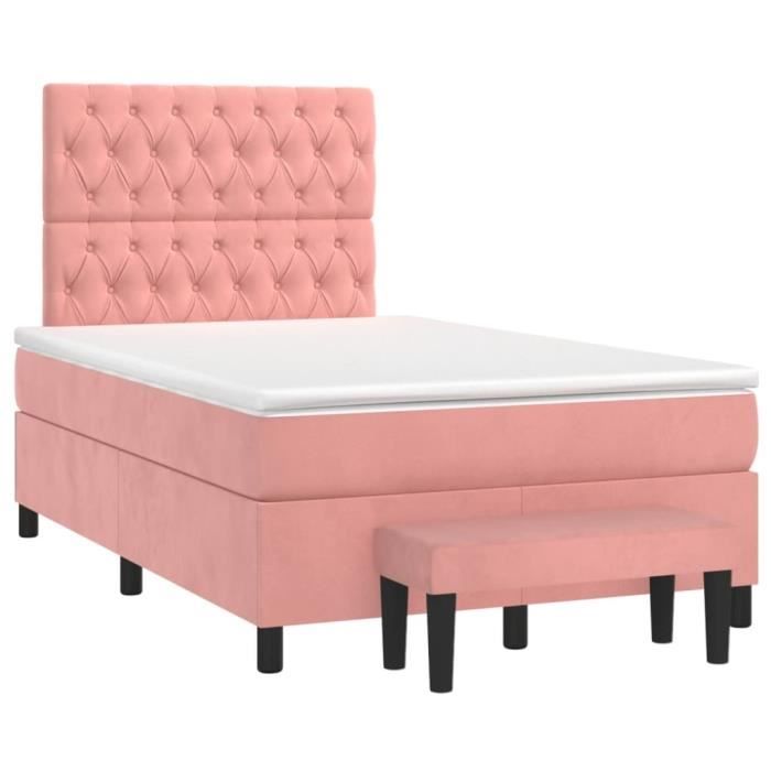 3138018 vidaXL Divan-lit Tapissier Avec Matelas Rose 120x200 Cm Velours