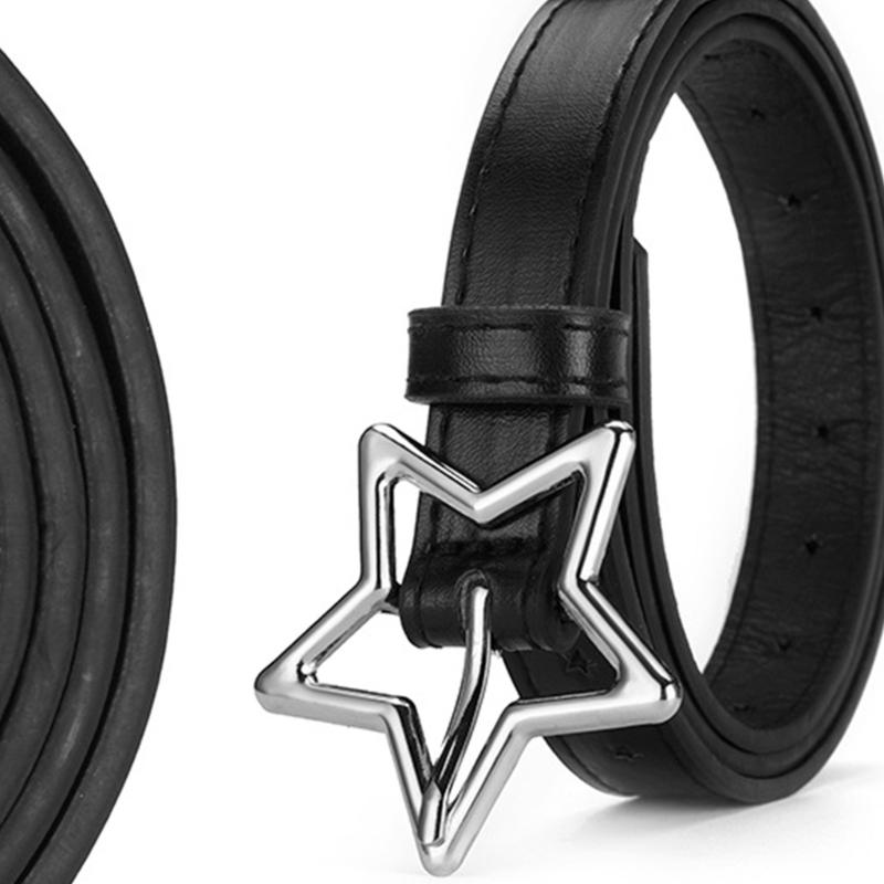 Temperament Women Jeans Waist Belts with Alloy Star Buckle Ladies Waistband