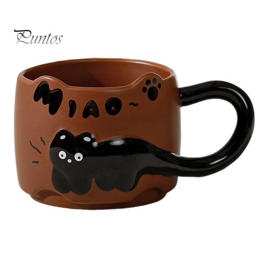 Cani de cafea stivuibile cu pisici, capacitate 380 ml, cu tematică drăguță de pisică, căni de ceai ceramice care economisesc spațiu, cadou pentru iubitorii de pisici și colecționari