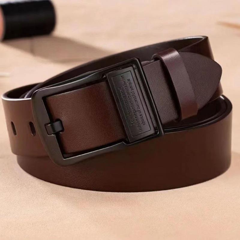 

Men s Genuine Leather Belt - Pin Buckle, Business Casual, Trendy Cowhide for All Ages 130 cm