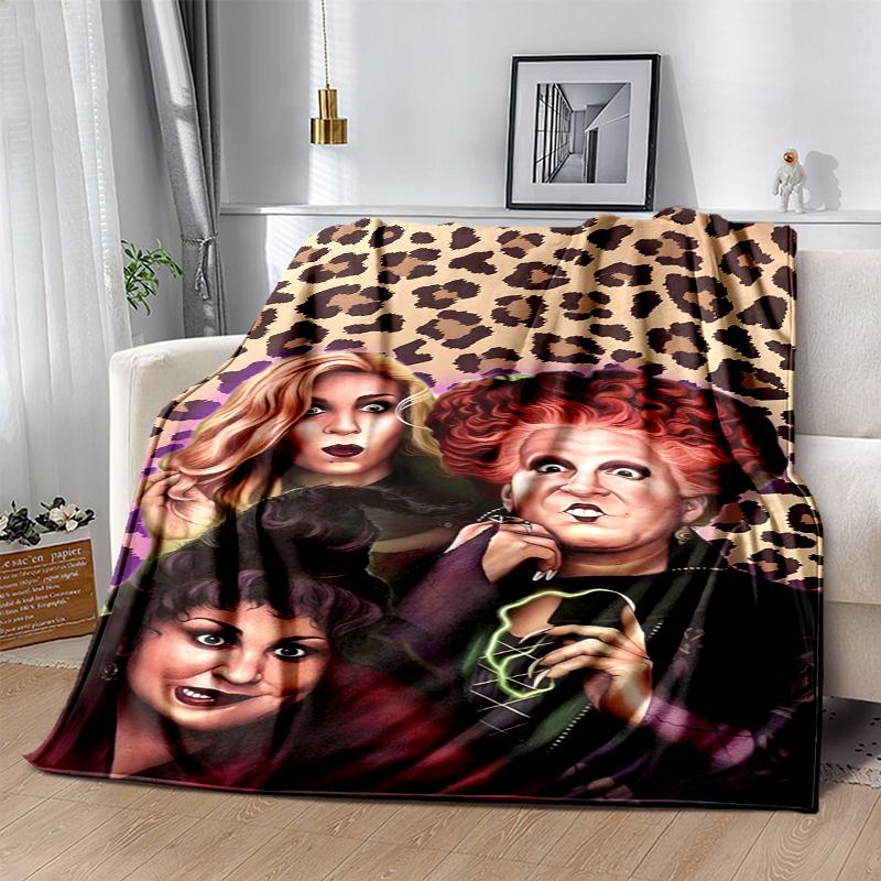 Hocus Pocus Flannel Blanket Soft Warm All-Season Throw, Design for Camping, Car Travel, Hiking Sofa, Bed, Office Perfect Gift for Parties