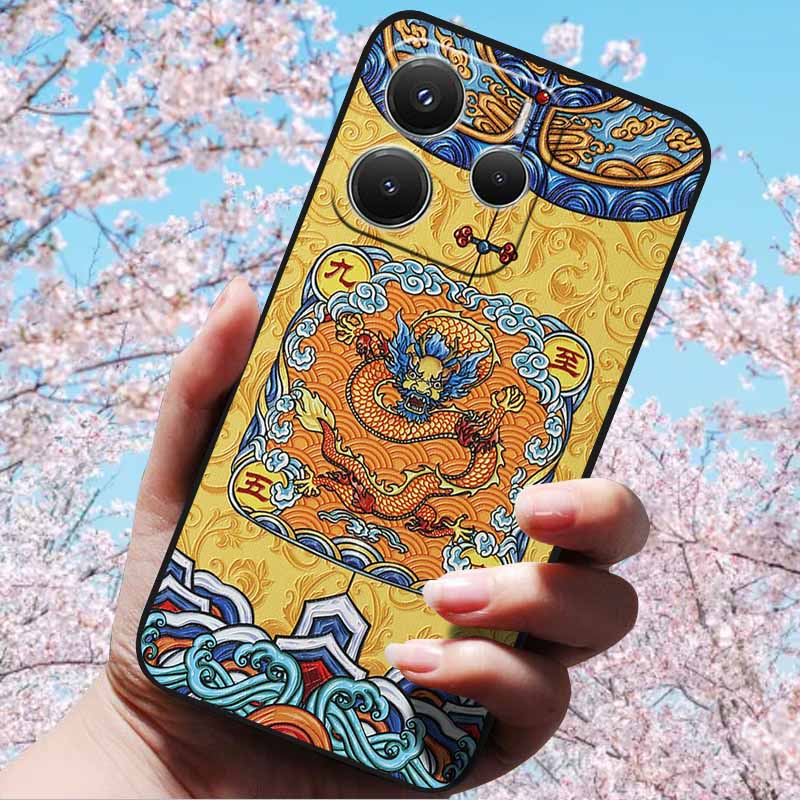 For Xiaomi Redmi Note 14 5G 4G Cases 3D Relief Embossed Retro Soft Silicone Covers For Redmi Note 14 5G Global Version 3D Cases