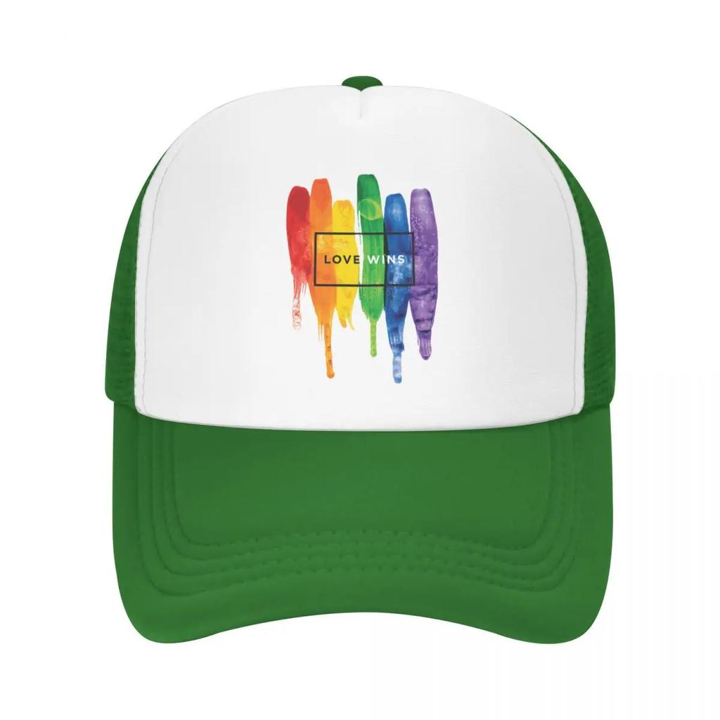 Custom Love Wins Rainbow LGBT Baseball Cap for Unisex Women Breathable Gay Pride Lesbian Trucker Hat Outdoor Snapback Dad Hats