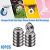 Motoforti 10pcs F605ZZ 5x14x5mm Double Metal Shield Single Row Flanged Ball Bearings Deep Groove Ball Bearings Silver Tone