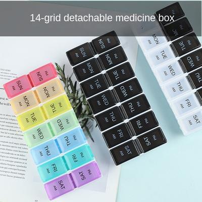 14 Gitter können geteilt werden, tragbare tragbare kleine Medikamentenbox, Mini-kombinierte Pillenbox, separat verpackter Koffer, sieben Tage die Woche