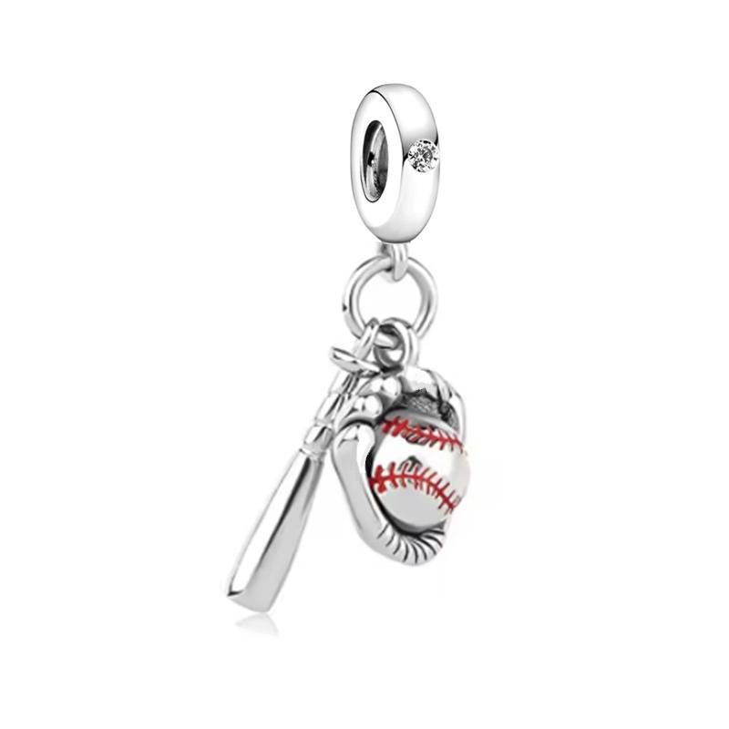 Various Ball Sports Charm Beads Dangle Original Snake Fit Copper Bracelet Necklace Beads For Diy Jewelry Women Gift