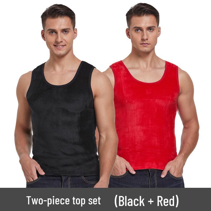 Men's Winter Double-Sided Golden Velvet Vest with Fleece, Thickened for Warmth; Round Neck Waistcoat & Base Layer for Cold Protection