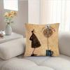 Whimsical Art Figure Pillow Cover Vintage Sketch Print Romantic Cushion Case For Sofa Bed Couch Cozy Minimalist Home Decor Gifts