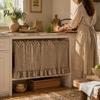 Oven Side Window Drapes Buffalo Plaid Curtain Skirt, Door with Ribbon Bows, Rustic Small Space Decor Half for Farmhouse Kitchen Sink, Cabinet,