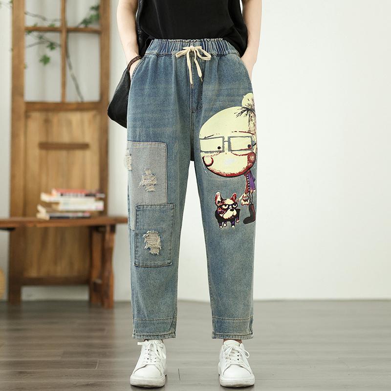 Dimanaf Pantaloni de vară pentru femei, talie înaltă, stil Harem, talie elastică, stil Plus Size 2025