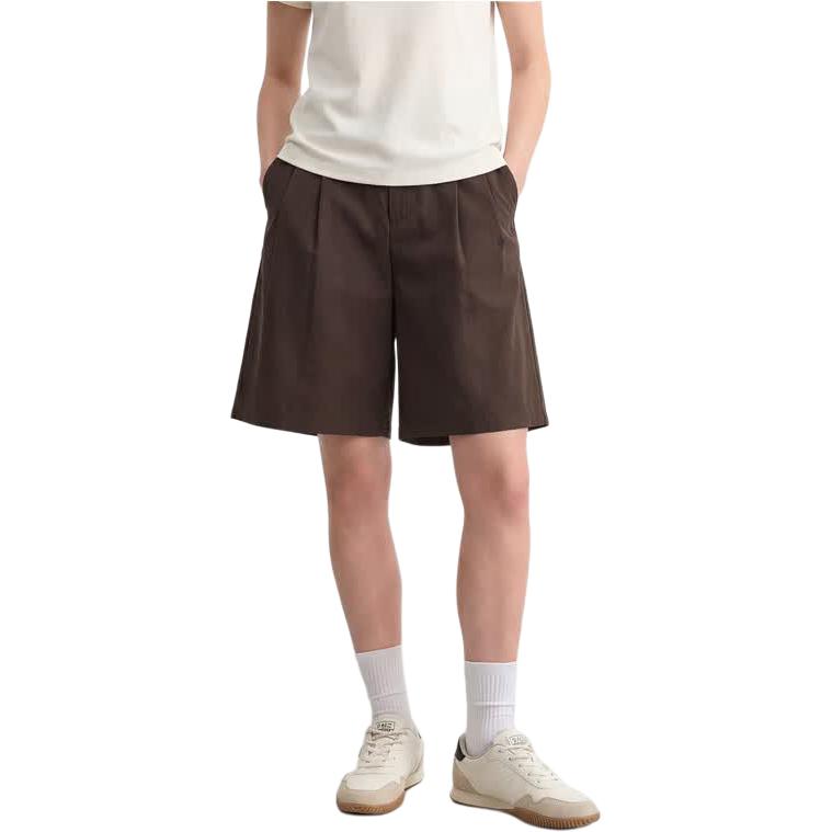Skechers Solid Color Mid-Rise Button Casual Shorts Women Shorts L226W113-05U5