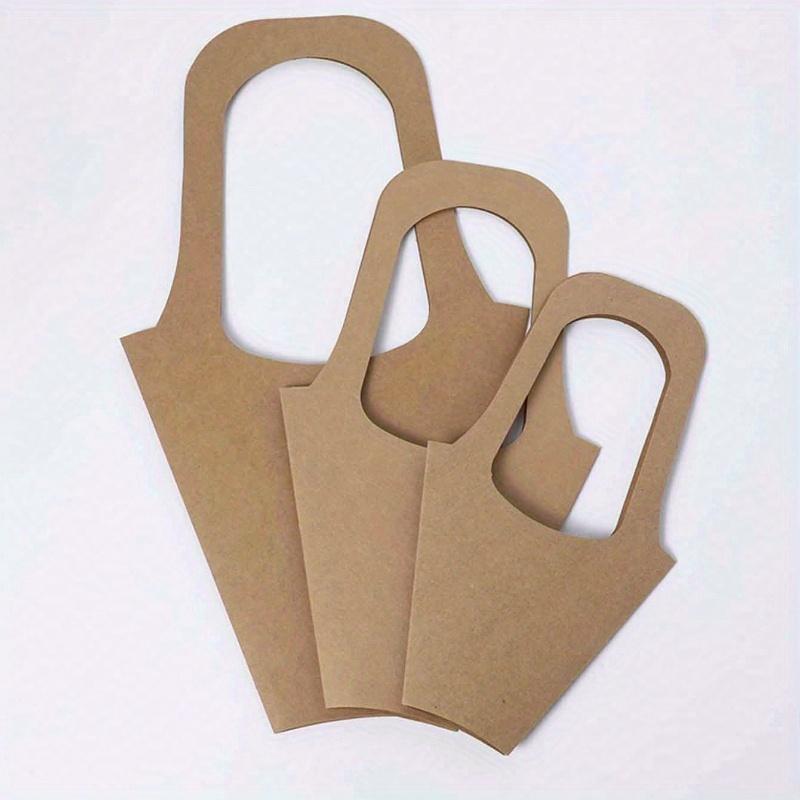 10 Piezas Bolsas de Embalaje para Decoración de Ramo de Flores de Papel Kraft con Asas, Bolsas Sencillas de Papel Kraft Marrón para Ramo de Flores de Boda