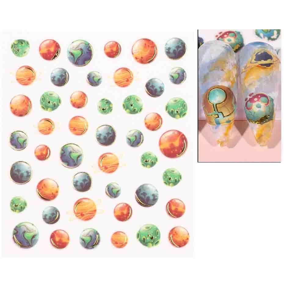 Fantasy Planet Galaxy Design Nail Stickers  Adhesive Slider Decals Nail Art Stickers Manicure Decorations