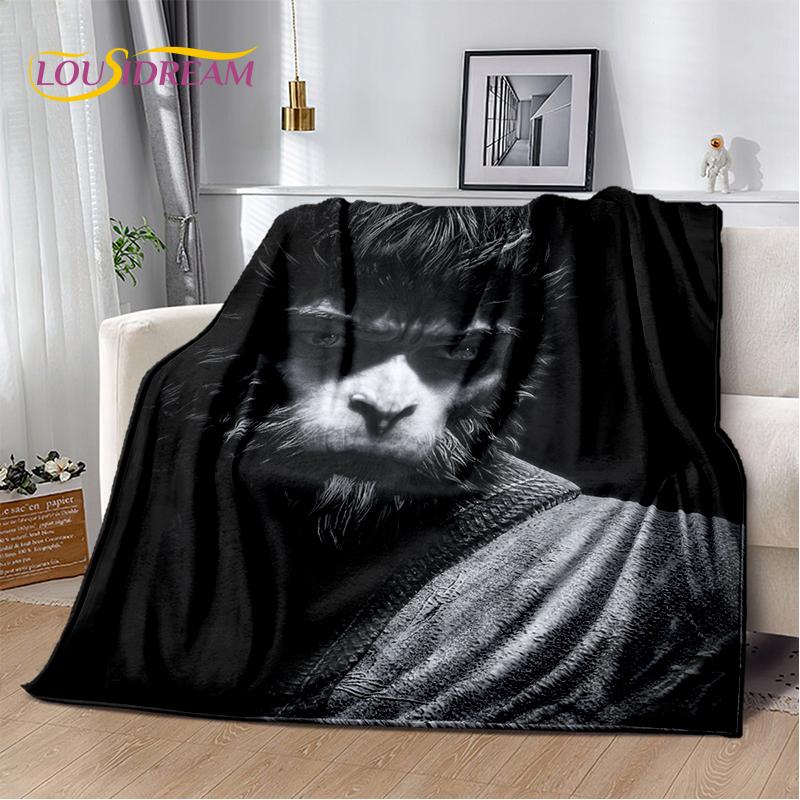 3D Black Myth Wukong Monkey King Cartoon Game Soft Blankets,Throw Blanket Comfortable Blanket for Picnic Beds Sofa Home Bedroom
