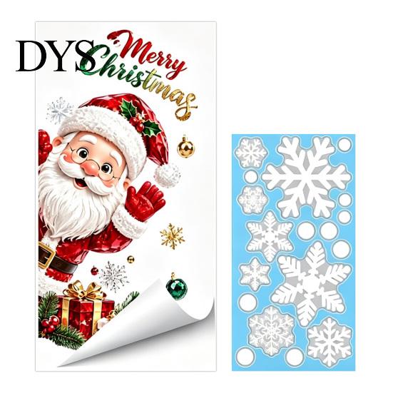 Snowman Window Decorations Christmas Static Clings, Santa PVC Stickers, Waterproof Creative Xmas Gift Decor Glass Decals for Home Shop Holiday