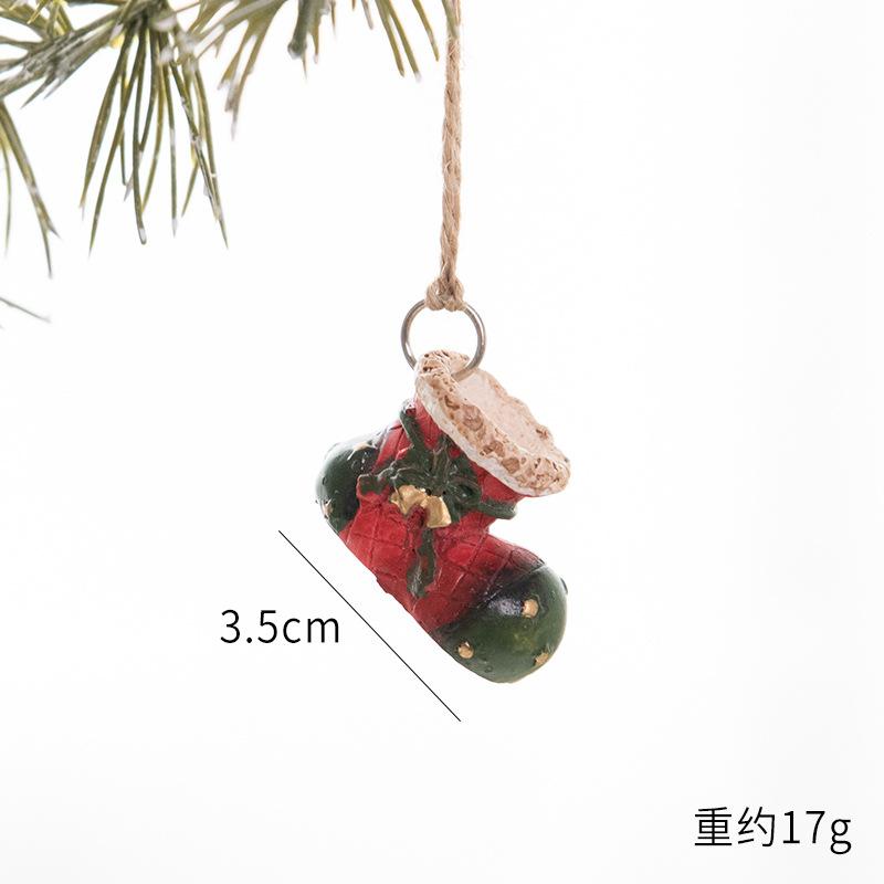 New Christmas Painted Resin Santa Claus Heart Pendant Retro Style Christmas Tree Imitation Ceramic Decoration navidad 2025