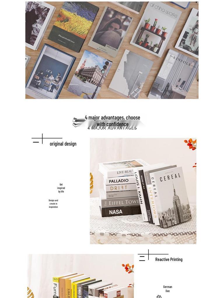 Luxury Decorative Fake Books: English Book Models for Photography and Home Decor