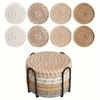 Absorbent Beverage Coaster Set with Stand Minimalist Woven Coffee Pad for Table Protection Heat Resistant Cup Mats Home Decor