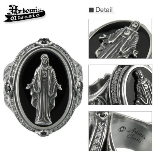 Artemis Classic Black Virgin Mary Free Size Silver Accessories for Men and Brand Silver 925 Sterling Silver Ring, (ac-acr0220), Women, Jewelry, Ring,