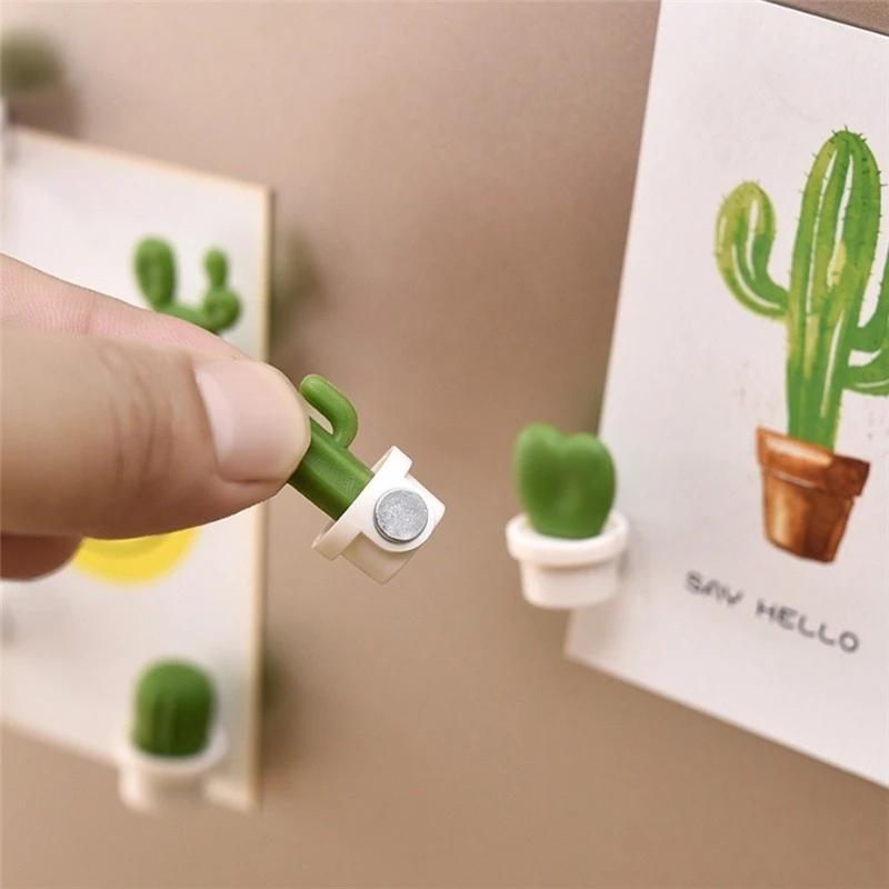 6pcs Cactus Fridge Magnet Refrigerator Magnetic Sticker 3D Cute Succulent Plant Message Board Reminder Home Decoration Kitchen