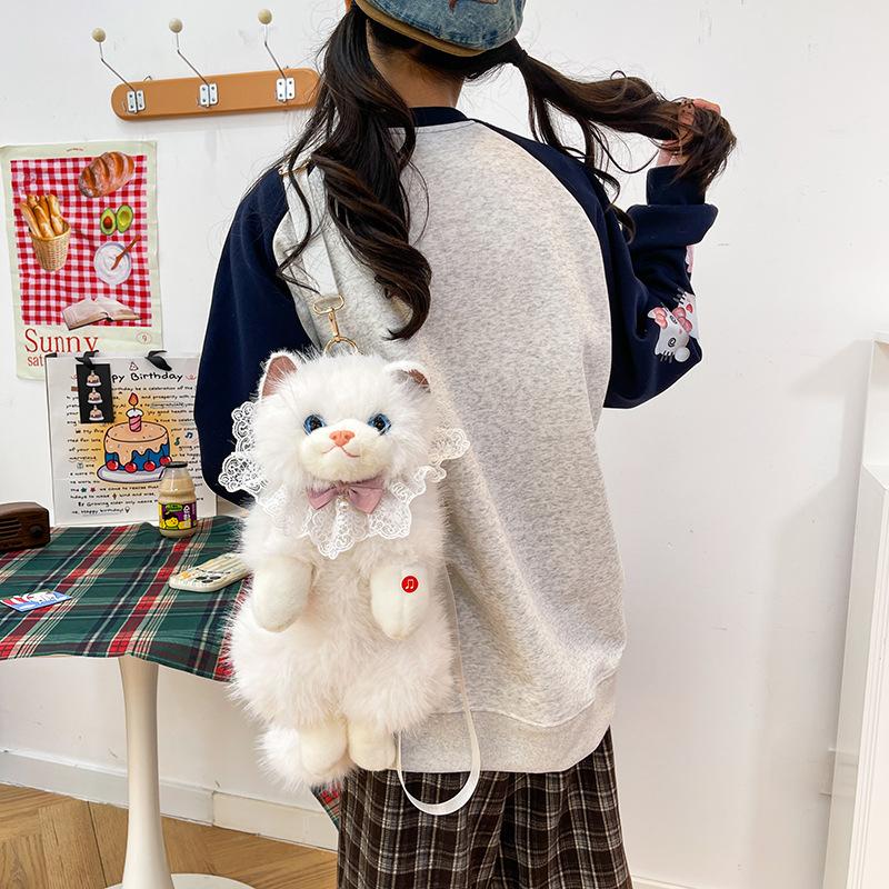 Ragdoll Cat Backpack Simulation Cat Doll Bag Sounding Kitten Doll Plush Toy Children and Girls Gift