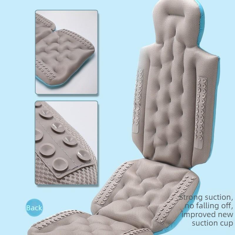 Bath Pillow for Adults, Suction Cup Bath Tub Mat, Soft Comfortable Shower Cushion for Bathtub