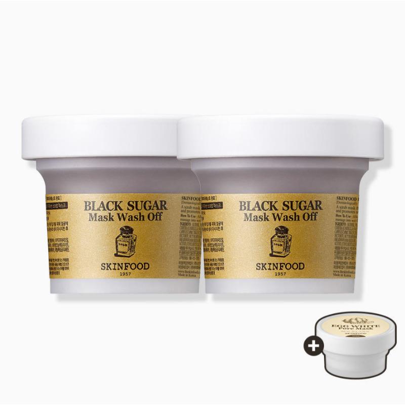 

SKINFOOD Маска-скраб з чорного цукру 120 г × 2 + Маска для пор з яєчним білком 20 г (Подарунок)