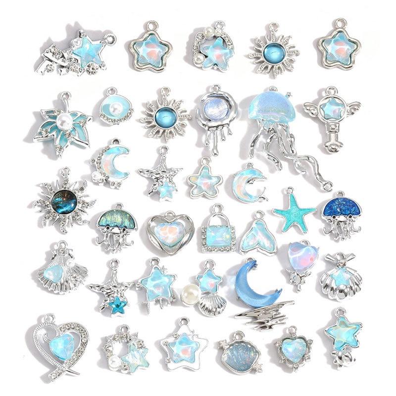 10Pcs Premium Star Moon Alloy Pendants Scratch Resistant Charms for DIY Jewelry Making Handmade Craft Accessories