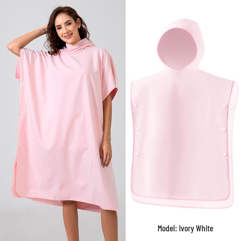 

Hooded Dual-Sided Fleece Quick-Dry Beach and Diving Bathrobe Solid Bathrobe 88x110cm