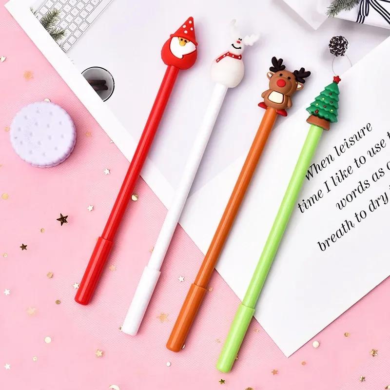 Kawaii Creative Cartoon Gel Pen 0.5mm Black Santa Claus Christmas Gift Series Neutral Student Stationery Office Signature Pens